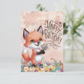 Whimsical Pastel Fox Geburtstag Karte (Stehend Vorderseite)