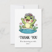 Whimsical Pastel Frog Baby Dusche Dankeskarte (Vorderseite)