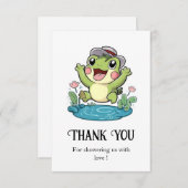 Whimsical Pastel Frog Baby Dusche Dankeskarte (Vorne/Hinten)