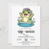 Whimsical Pastel Frog Baby Dusche Einladung (Vorderseite)