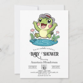 Whimsical Pastel Frog Baby Dusche Einladung