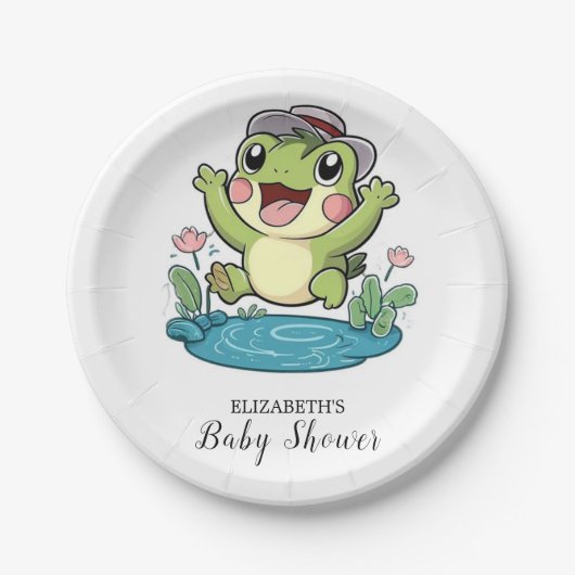 Whimsical Pastel Frog Baby Dusche Pappteller (Vorderseite)