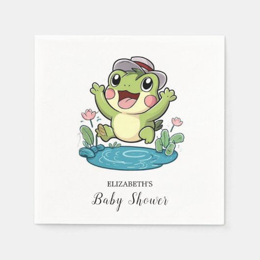 Whimsical Pastel Frog Baby Dusche Serviette (Vorderseite)