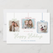 Whimsical Pastel Geschenkboxen Foto Feiertagskarte (Vorderseite)