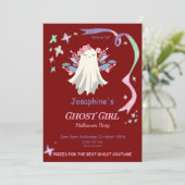 Whimsical Pastel Ghost Girl Halloween-Party Einlad (Stehend Vorderseite)