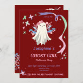 Whimsical Pastel Ghost Girl Halloween-Party Einlad (Vorne/Hinten)