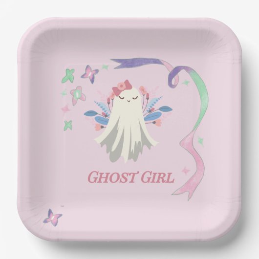 Whimsical Pastel Ghost Girl Halloween-Party Pappteller (Vorderseite)