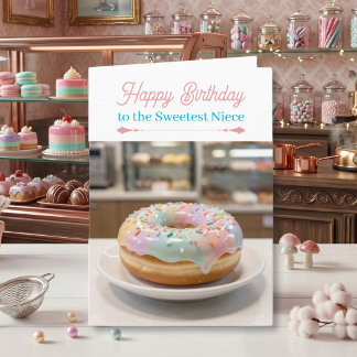 Whimsical Pastel Glass Glaze Donut Niece Birthday Karte