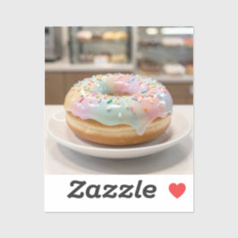Whimsical Pastel Glasur Donut Glänzend Aufkleber