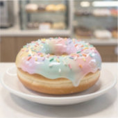 Whimsical Pastel Glasur Donut Glänzend   Aufkleber (Vorderseite)