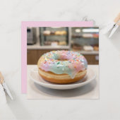 Whimsical Pastel-Glasur-Donut Karte (Vorderseite/Rückseite Beispiel)