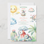 Whimsical Pastel Hatching Bald Dino Baby Dusche Einladung (Vorderseite)