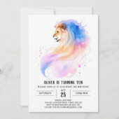 Whimsical Pastel Lion Birthday Einladung (Vorderseite)