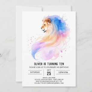 Whimsical Pastel Lion Birthday Einladung