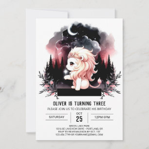 Whimsical Pastel Lion Birthday Einladung