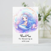 Whimsical Pastel Mermaid Baby Dusche Dankeskarte (Stehend Vorderseite)