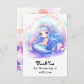 Whimsical Pastel Mermaid Baby Dusche Dankeskarte (Vorne/Hinten)
