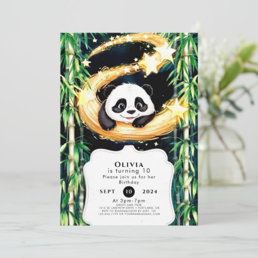 Whimsical Pastel Panda Geburtstag Einladung (Stehend Vorderseite)