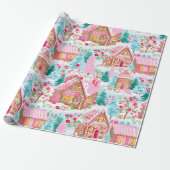 Whimsical Pastel Pink Gingerbread Traum Weihnachte Geschenkpapier (Ungerollt)
