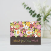 Whimsical Pastel Pink Spring Flowers Garden Chic Postkarte (Stehend Vorderseite)