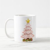 Whimsical Pastel Pink Weihnachtsbaum mit Schachtel Kaffeetasse (Links)