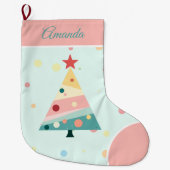 Whimsical Pastel Polka Dot Großer Weihnachtsstrumpf (Vorderseite)
