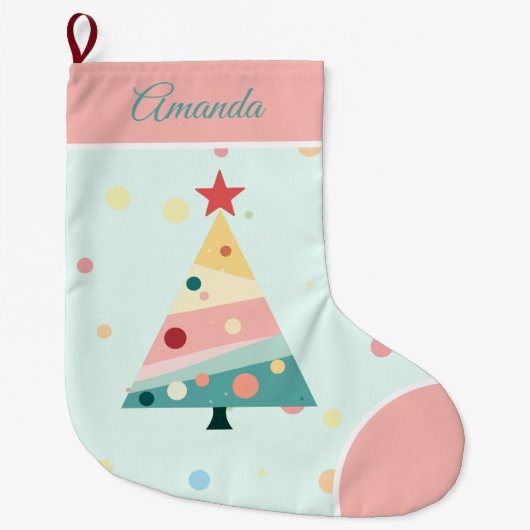 Whimsical Pastel Polka Dot Großer Weihnachtsstrumpf (Vorderseite)
