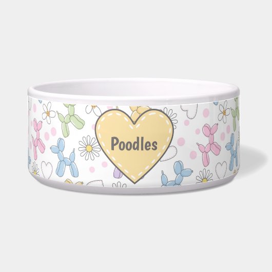 Whimsical Pastel Poodle Personalized Pet Bowl Napf (Vorderseite)