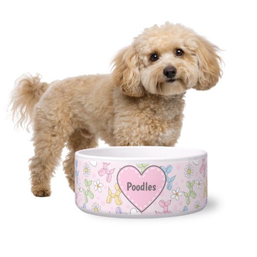Whimsical Pastel Poodle Personalized Pet Bowl Napf