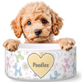 Whimsical Pastel Poodle Personalized Pet Bowl Napf