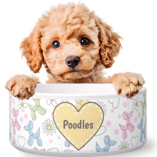 Whimsical Pastel Poodle Personalized Pet Bowl Napf