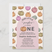 Whimsical Pastel Pumpkin erste Geburtstagsparty Einladung (Vorderseite)