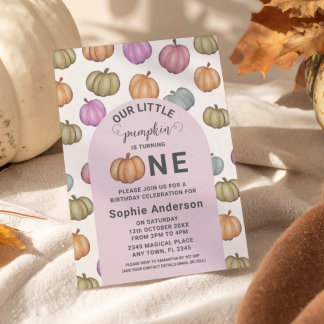 Whimsical Pastel Pumpkin erste Geburtstagsparty Einladung