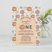 Whimsical Pastel Pumpkin erste Geburtstagsparty Einladung (Stehend Vorderseite)