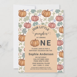 Whimsical Pastel Pumpkin erste Geburtstagsparty Einladung