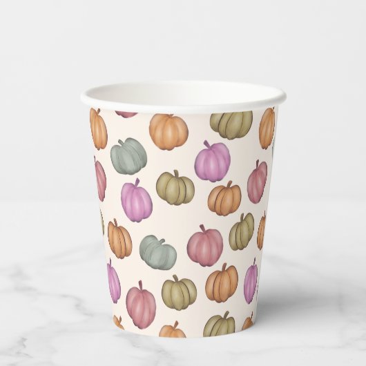 Whimsical Pastel Pumpkin Pastel Pattern Party Pappbecher (Rückseite)