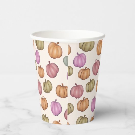 Whimsical Pastel Pumpkin Pastel Pattern Party Pappbecher (Rechts)
