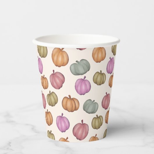 Whimsical Pastel Pumpkin Pastel Pattern Party Pappbecher (Vorderseite)