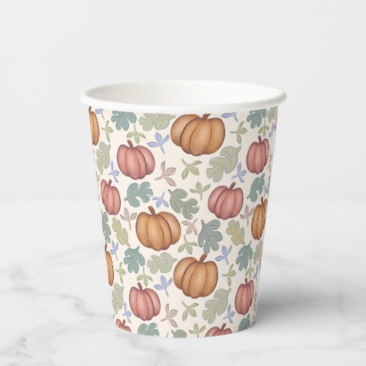 Whimsical Pastel Pumpkin Pastel Pattern Party Pappbecher (Rückseite)