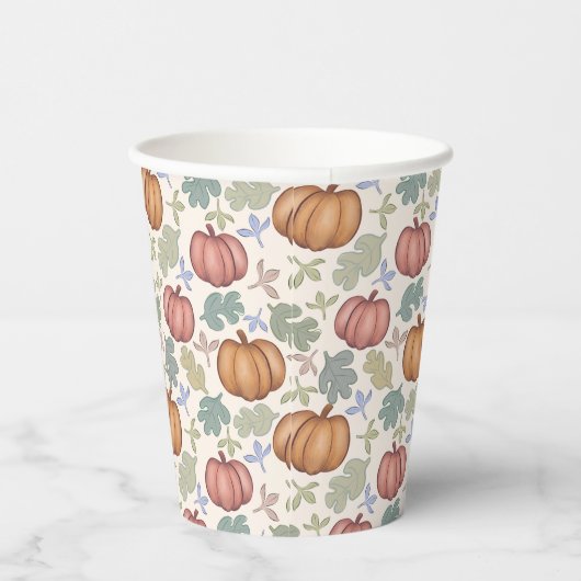 Whimsical Pastel Pumpkin Pastel Pattern Party Pappbecher (Rechts)