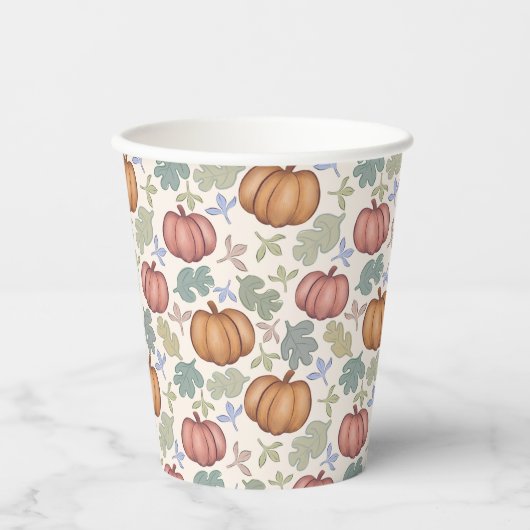 Whimsical Pastel Pumpkin Pastel Pattern Party Pappbecher (Vorderseite)