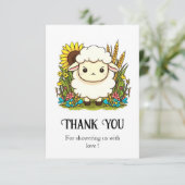 Whimsical Pastel Sheep Baby Dusche Dankeskarte (Stehend Vorderseite)