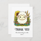 Whimsical Pastel Sheep Baby Dusche Dankeskarte (Vorne/Hinten)