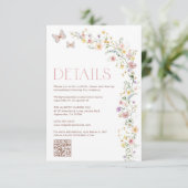 Whimsical Pastel Spring Wildblume Hochzeitdetails Begleitkarte (Stehend Vorderseite)