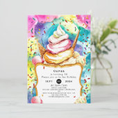 Whimsical Pastel Swirl Ice Creme Geburtstag Einladung (Stehend Vorderseite)