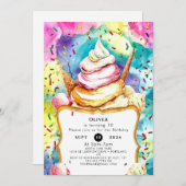 Whimsical Pastel Swirl Ice Creme Geburtstag Einladung (Vorne/Hinten)