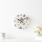 Whimsical Pastel Unicorns und Burgen Fantasy Runde Wanduhr (Zuhause)