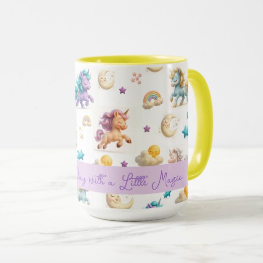 Whimsical Pastel Unicorns und Burgen Fantasy Tasse (VorderseiteRechts)