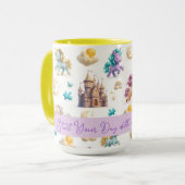 Whimsical Pastel Unicorns und Burgen Fantasy Tasse (Vorderseite Links)