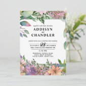 Whimsical Pastel Watercolor Wildblume Hochzeit Einladung (Stehend Vorderseite)